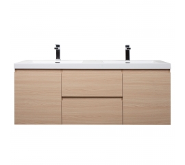 Angela 60" Wall Mounted Double Sink Vanity, White Oak TN-AG1500-1D-WO