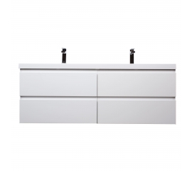 Angela 48" Contemporary Double Wall Mounted Bathroom Vanity, Gloss WhiteAngela 48" Contemporary Double Wall Mounted Bathroom Vanity, Gloss White