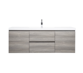 59" Angela Wall Mounted Modern Single Vanity,  Maple Grey