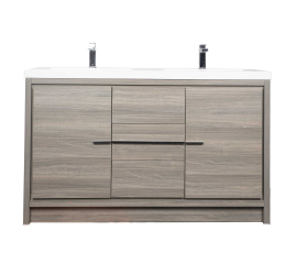 CBI Enna 59 Inch Double Bathroom Vanity, Maple Grey