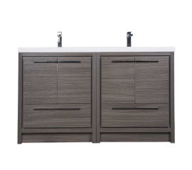 Enna 60" Free Standing Bath Vanity with Double Sink, Char Oak