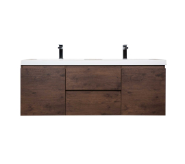 Angela 60" all Mounted Modern Double Sink Vanity  Rosewood