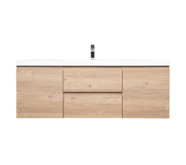 Angela 60" Wall Mounted Modern Single Vanity,  Rd Oak