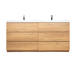 CBI Edison 72 Inch Double Sink Bathroom Vanity, Natural Oak