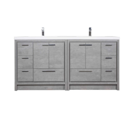 Enna 72" Free Standing Bath Vanity with Double Sink, Cement Grey