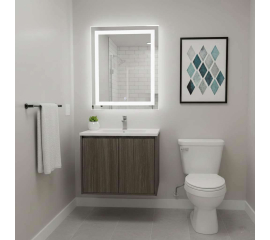 Alisson 27.6" Wall-Mount Bathroom Vanity, Char Oak