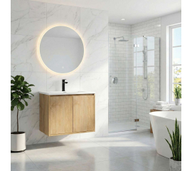 Alisson 28 inch Wall-Mount Bathroom Vanity, Natural Oak