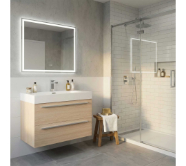 27 Inch Wall Mounted Bathroom Vanity, White Oak