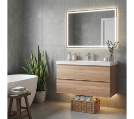 Angela 35.5" Wall-Mount Bathroom Vanity, Red Oak TN-AG900-RO