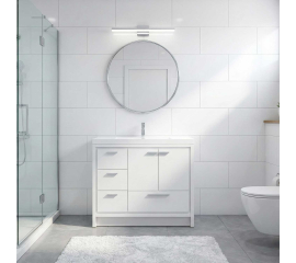 CBI 42 Inch Enna Hight Gloss White Modern Bathroom Vanity, Gloss White