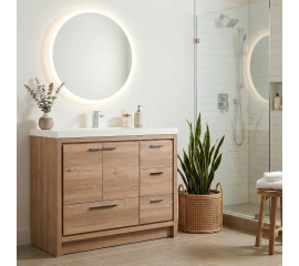 Buy CBI 42 Inch Modern Bathroom Vanity TN-LA1065R-RO, Red Oak on ConcepBaths.com