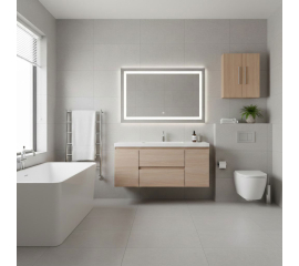 Modern Wall Hung Bathroom Vanity 48 inch White oak Wood Finish