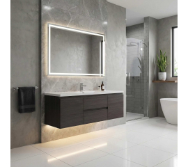 Buy 59 Inch Angela Wall Mounted Modern Single Vanity in Char Oak TN-AG1500-1S-CO  | Conceptbaths.com