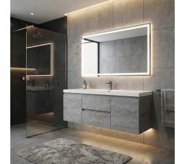 Angela 60 Inch Wall Mounted Modern Single Vanity,  Cement Grey