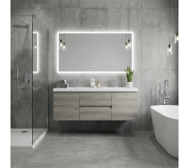 Angela 60 INch Wall Mounted Modern Double Sink Vanity , Maple Grey