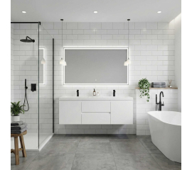 60" Angela Wall Mounted Modern Double Vanity Glossy White TN-AG1500-1D-HGW60" Angela Wall Mounted Modern Double Vanity Glossy White TN-AG1500-1D-HGW