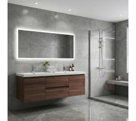 Angela 60" all Mounted Modern Double Sink Vanity  Walnut TN-AG1500-1D-WN