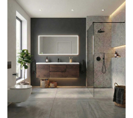 Angela 60 inch  Wall Mounted Modern Single Vanity,  Rosewood