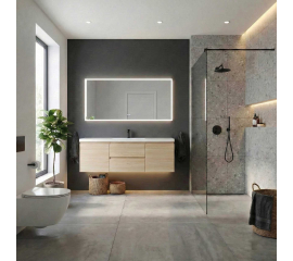 Angela 60 inch Wall Mounted Modern Single Vanity,  White Oak