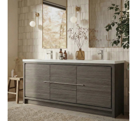 CBI Enna 60 Inch Double Bathroom Vanity Grey Oak TN-LA1500D-CO