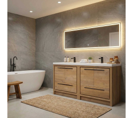 Enna 48" Free Standing Bath Vanity with Double Sink, Natural Oak