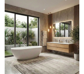 Angela 72 In.  Contemporary Double Wall Mounted , Natural Oak TN-AG1800-1-NO