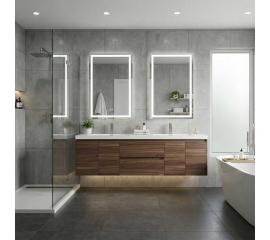 Andes 72  Inch Contemporary Double Wall Mounted ,Wallnut