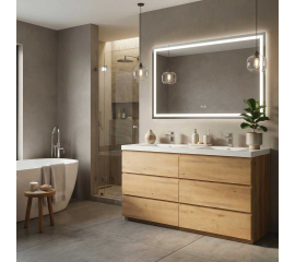 CBI Edison 60 Inch Double Modern Bathroom Vanity Natural Oak TN-ED1500D-NO