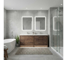 Enna 72 inch Free Standing  Double Sink Bathroom Vanity , Rosewood