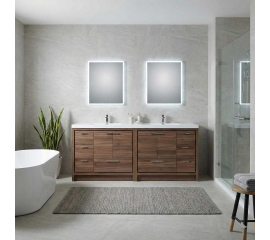 Enna 72" Free Standing  Double Sink Bathroom Vanity , Walnut