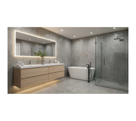 Angela 72" Contemporary Double Sink Wall Mounted Bathroom Vanity , White  Oak