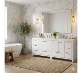 Enna 84 Inch  Free Standing Bath Vanity with Double Sink, Walnut TN-LA2120-HGW