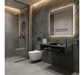 24" Black Marquine Natural Stone Wall Mount Vanity Combo Sink LM-T086BM