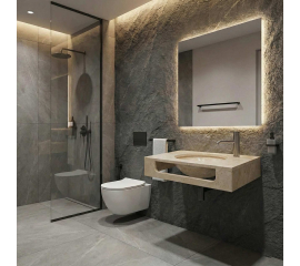 24" Galala Natural Stone Wall Mount Vanity Combo Sink LM-T086GL