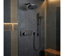 KOHLER Anthem K-26346-9-BL Two-outlet recessed mechanical thermostatic valve control Shower Set With Handshower And Showerhead Matte Black