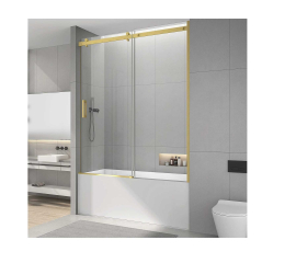 Signature Sliding Tub Door, W60"x H64", Brushed Gold, 3/8" thick Clear Glass