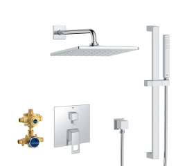 GROHE  29432000 Eurocube 2-Handle Pressure Balance Rainshower Bundle , StarLight Chrom