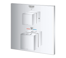Grohtherm Two Handle Thermostatic Valve Trim in StarLight Chrome,24158000