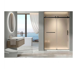 Sapphire Sliding Shower Door, W60" x H78", 3/8" thick Frosted Glass, Matte Black