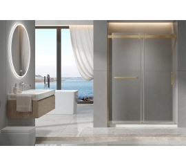 Sapphire Sliding Shower Door, W48" x H78", 3/8" thick Ultra Clear Low Iron Glass, Brushed Gold