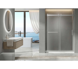Sapphire Sliding Shower Door, W48" x H78", 3/8" thick Ultra Clear Low Iron Glass, Brushed Nickel