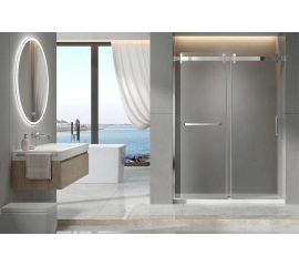 Sapphire Sliding Shower Door, W48" x H78", 3/8" thick Ultra Clear Low Iron Glass, Chrome