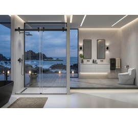 Sorene Frameless Double Sliding Shower Door, W60" x H78", Black, 3/8" Ultra Clear Low Iron Glass,Soft Closing