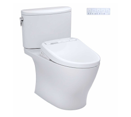 TOTO Nexus 1.28 GPF Two Piece Elongated Chair Height Toilet with Washlet+ S7A Auto Open Bidet Seat, CEFIONTECT Glaze, Tornado Flush, EWATER+, and PREMIST