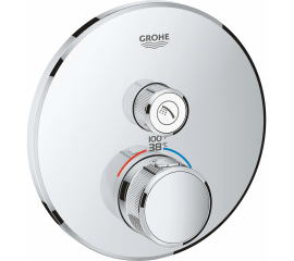 Grohe - 29136000 Grohtherm Single Function Thermostatic Valve Trim Only with Double Knob Handles and Volume Control - Less Rough In