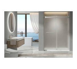Sapphire Sliding Shower Door, W60" x H78", 3/8" Frosted Glass, Brushed Nickel