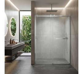 Scalar Semi-Frameless Double Sliding Shower Door, W60" x H76", Ultra Clear Low Iron Glass, Chrome