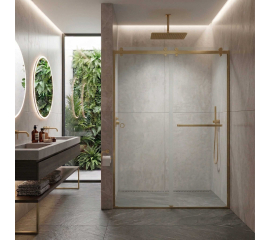 Scalar Semi-Frameless Double Sliding Shower Door, W60" x H76", Ultra Clear Low Iron Glass,Sain Gold