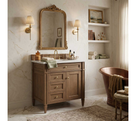 James Martin Vanities Brittany 30" Free Standing Single Basin Poplar Wood Vanity Set with Stone Composite Top and Rectangular Sink