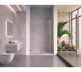 EVerest Frameless Hinged Frameless Shower Door, for Opening W 53" - 54" x H 78",3/8"-thick Clear Glass, W 28'' Door, Brushed Nickel Hardware